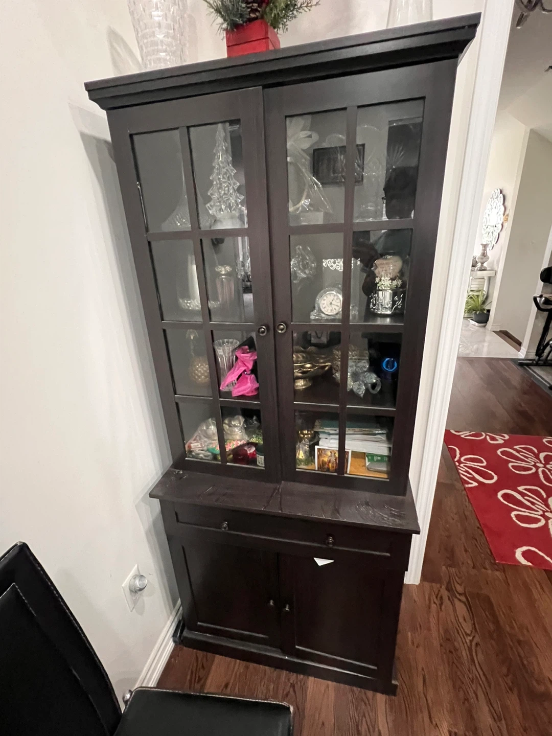 Black Wooden Display Cabinet with Glass Doors - photo 2