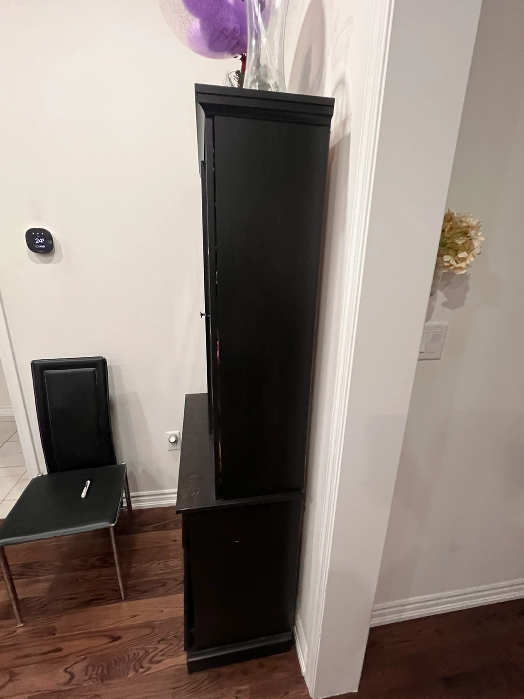 Black Wooden Display Cabinet with Glass Doors - photo 3