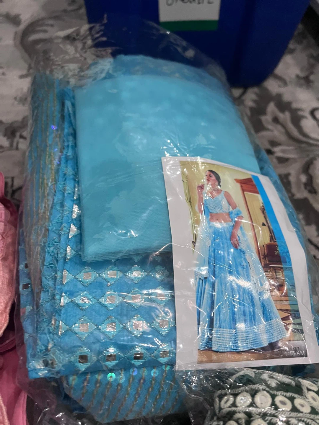 Light blue mirror work lehenga choli - photo 2