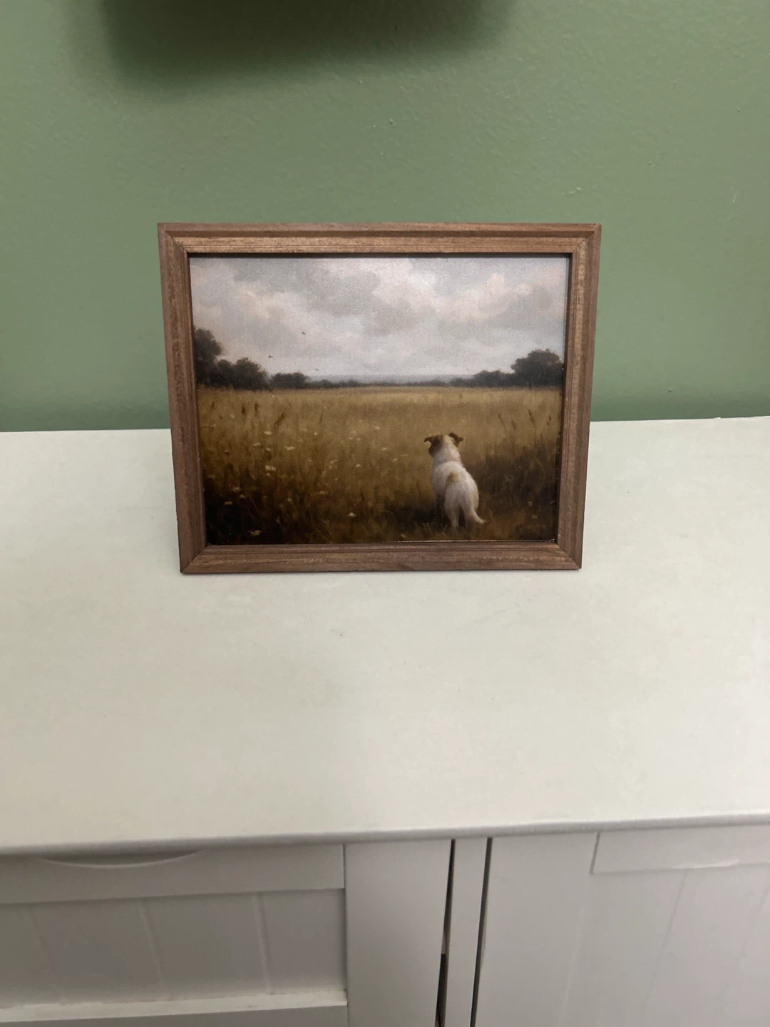 Dog in Field Framed Print 🏈