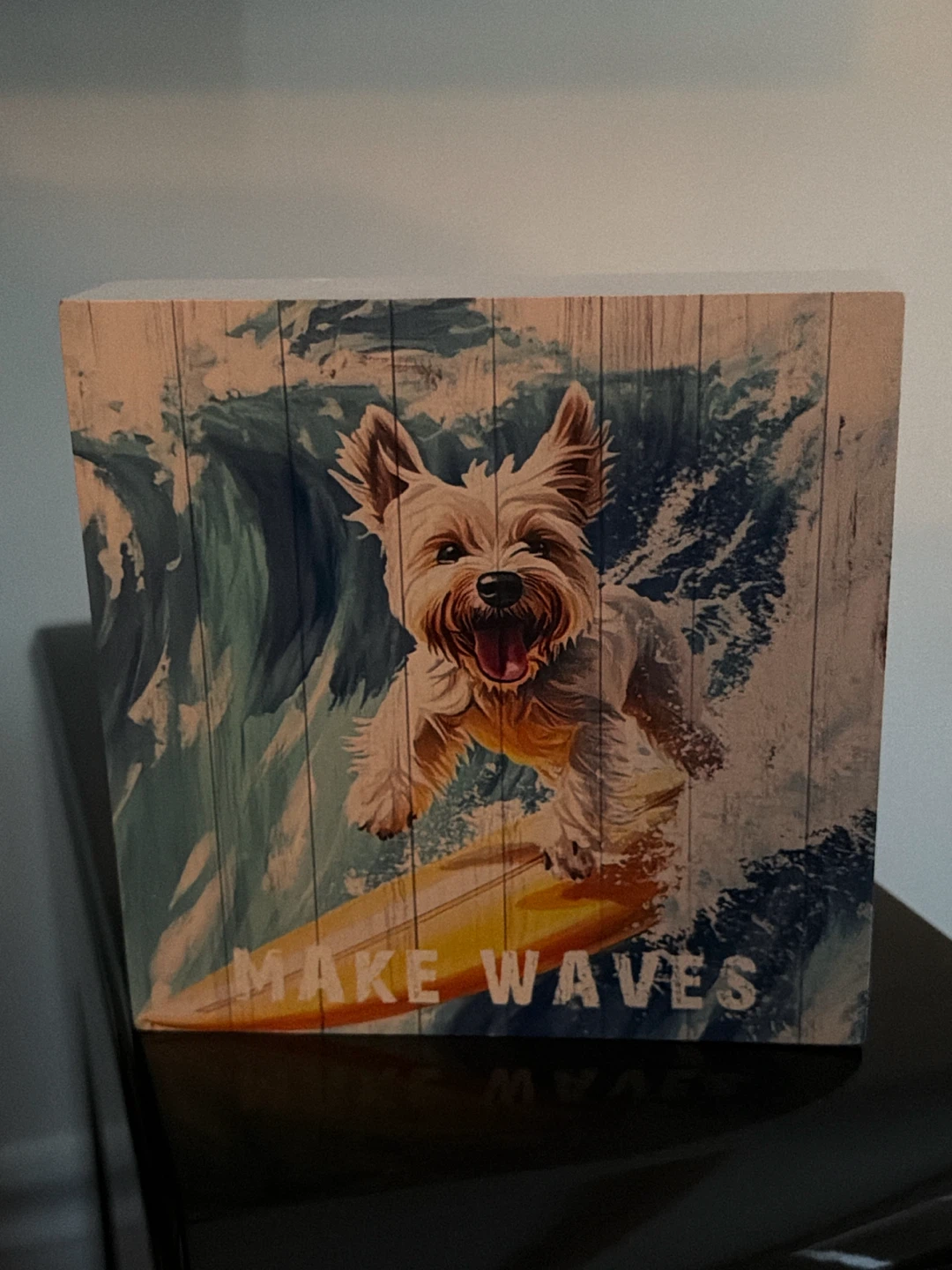 🏈 Make Waves Yorkie Decorative Wooden Block