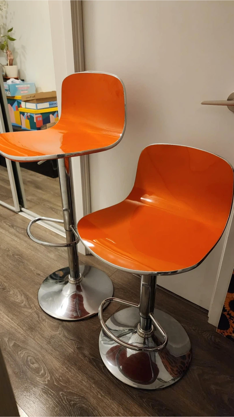 Orange Adjustable Bar Stool (2 chairs)