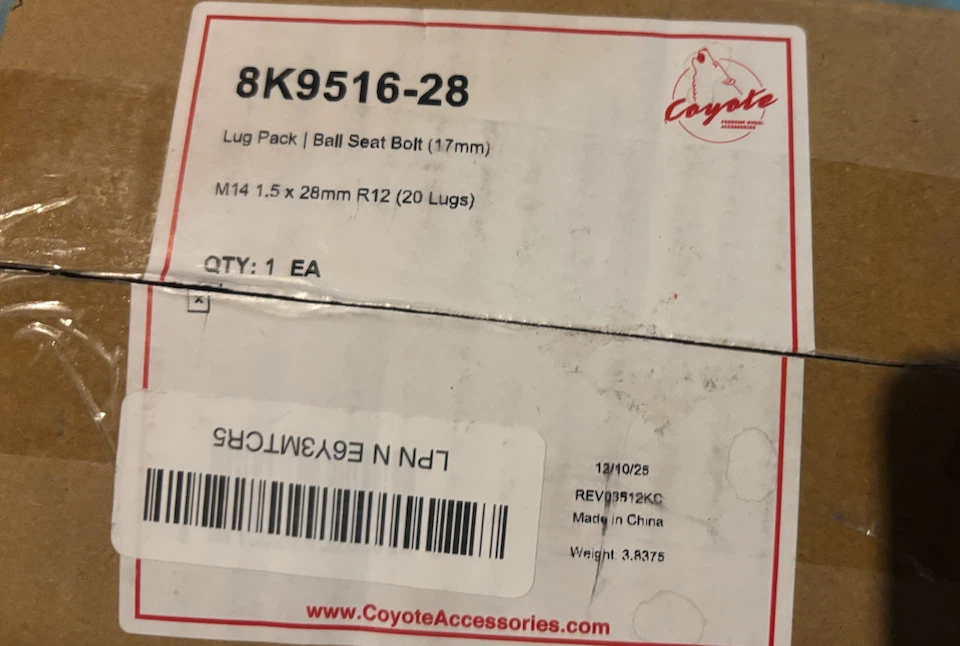 Coyote 8K9516-28 Ball Seat Lug Bolt Pack - photo 5