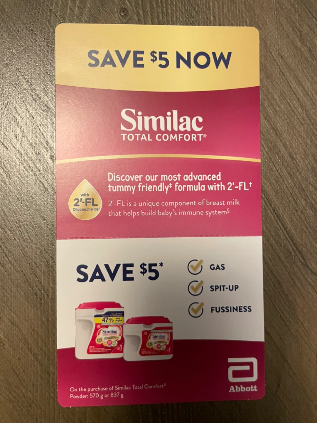 🏈 Similac Total Comfort $5 Off Coupon