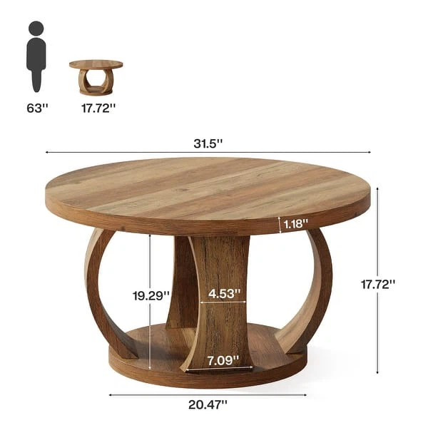 Round Wooden Coffee Table - photo 4