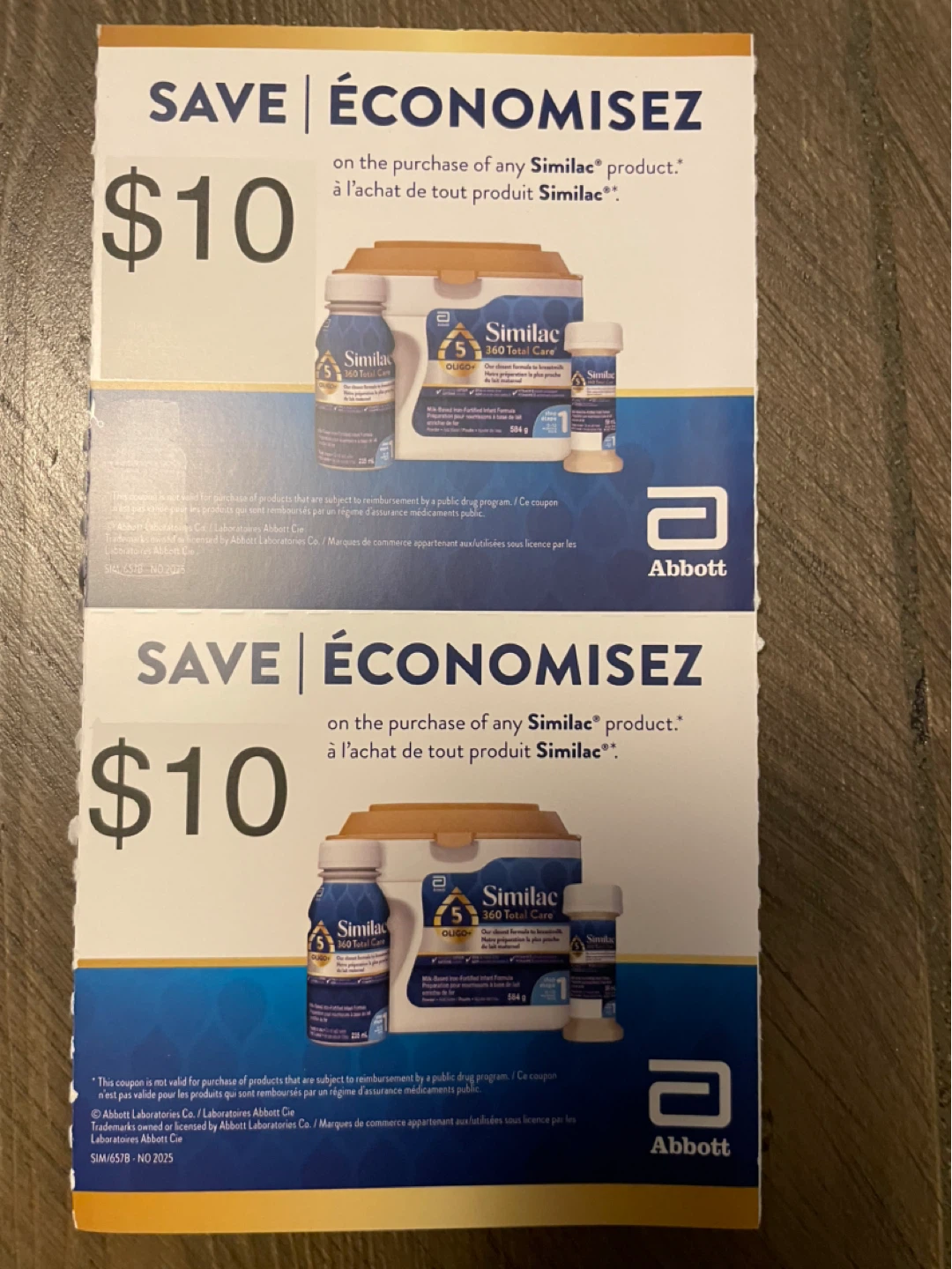 🏈 Two $10 Similac Coupons