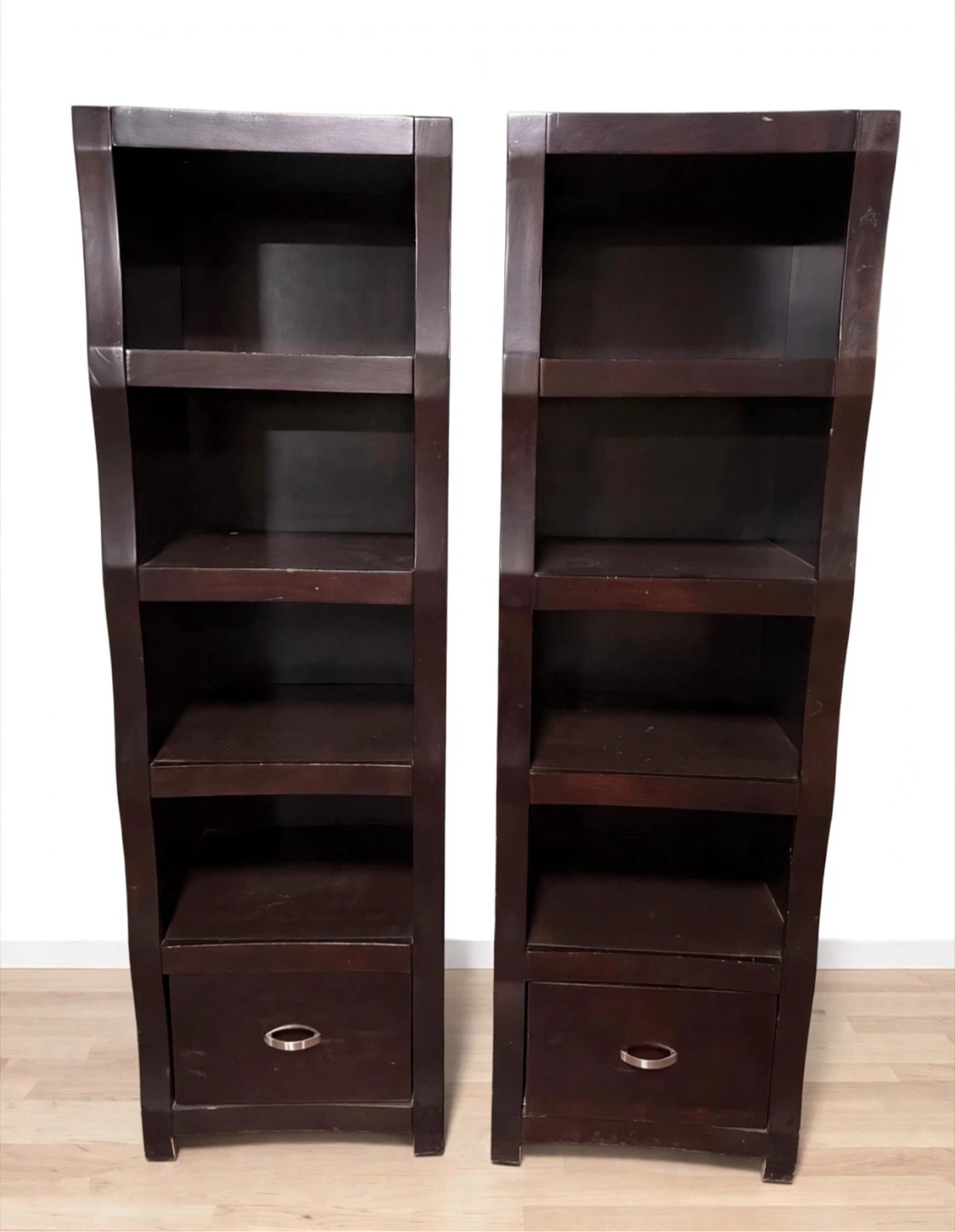 Dark Brown Bookshelf with Drawers