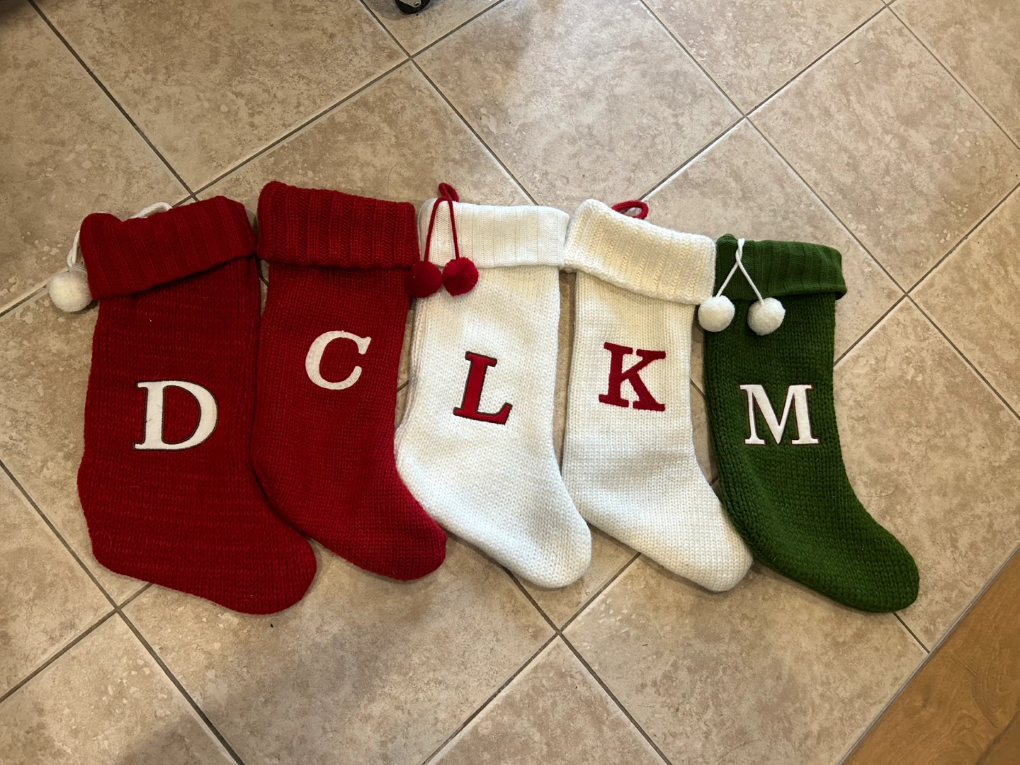 Set of 5 Monogrammed Christmas Stockings