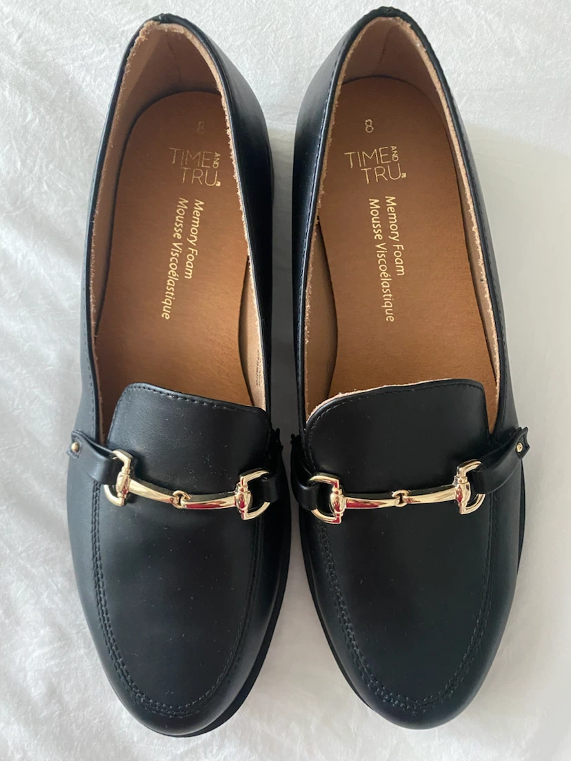 Time and Tru Black Loafers Size 8