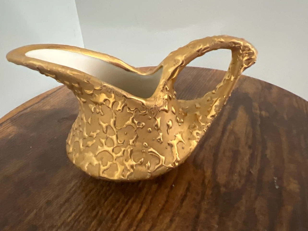 Gold Textured Ceramic Creamer Pitcher