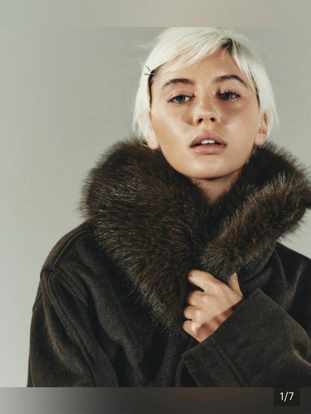 Zara Brown Wool-Blend Faux Fur Coat 🏈