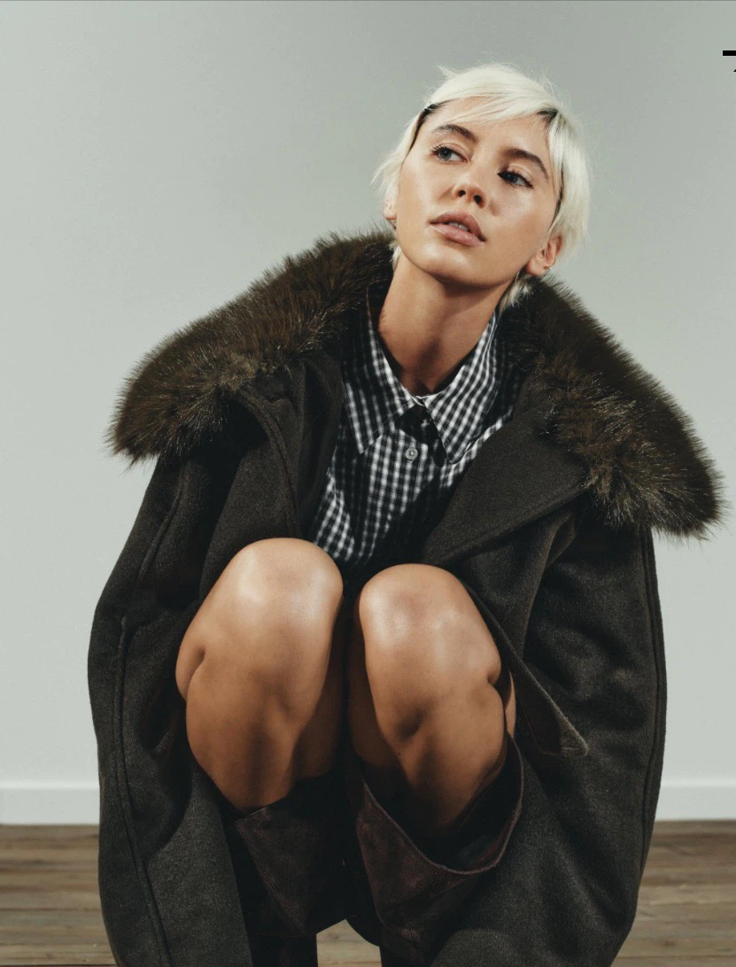 Zara Brown Wool-Blend Faux Fur Coat 🏈 - photo 2