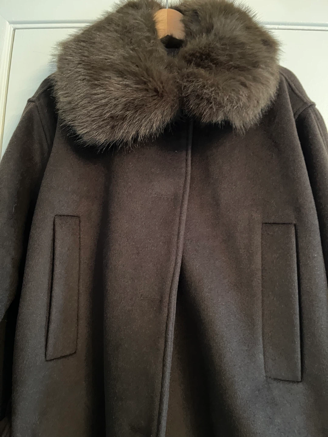 Zara Brown Wool-Blend Faux Fur Coat 🏈 - photo 5