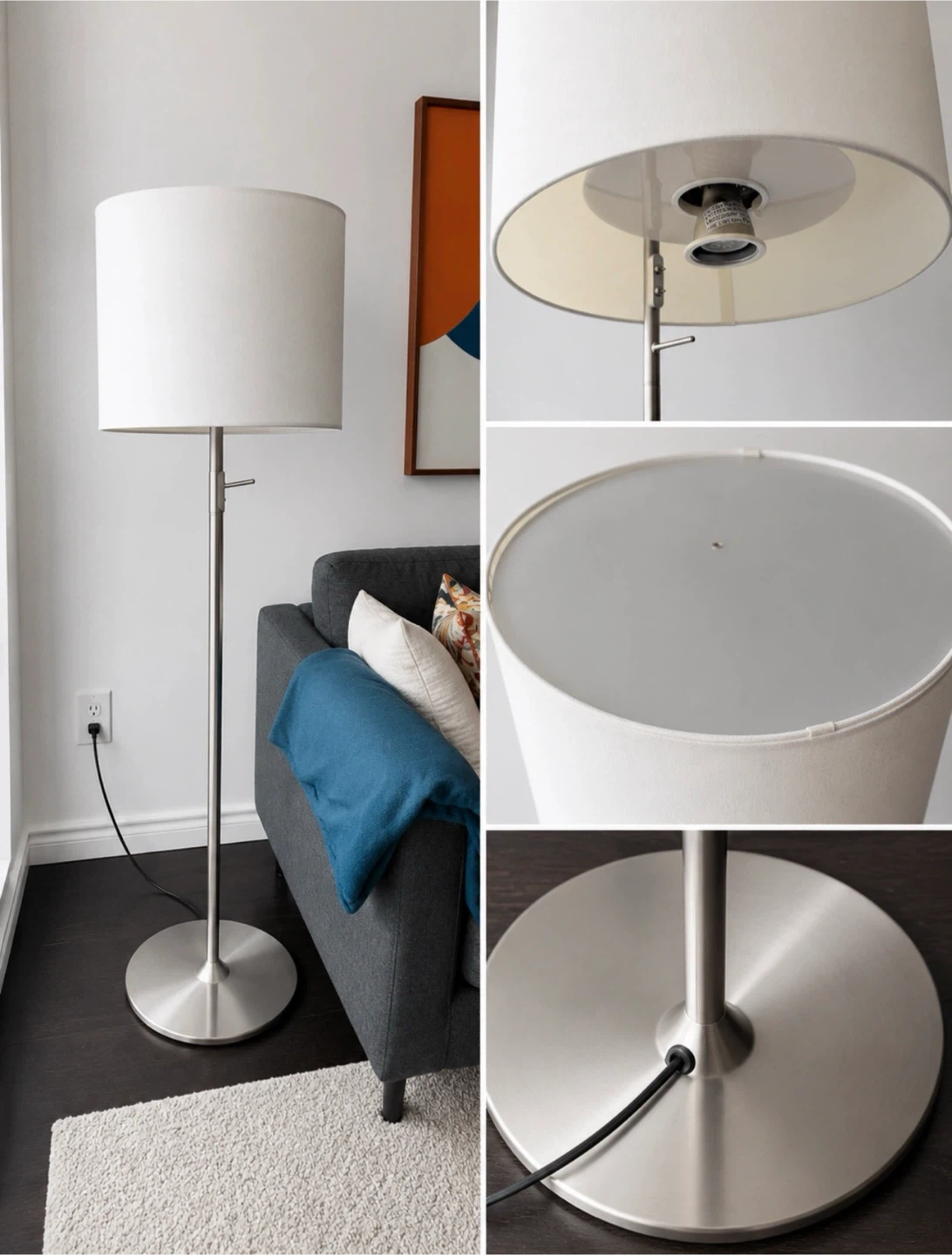 Modern Brushed Steel Floor Lamp - photo 2