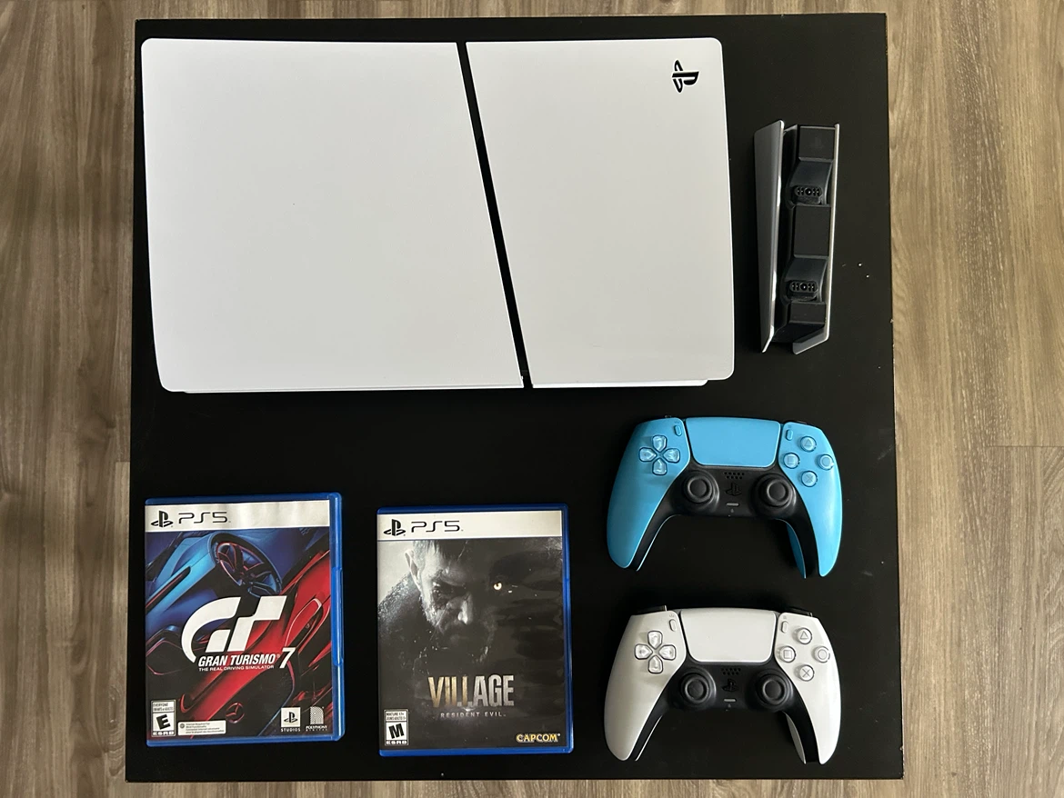 PS5 Slim Disc with Games, Two Controllers, charging station - photo 2