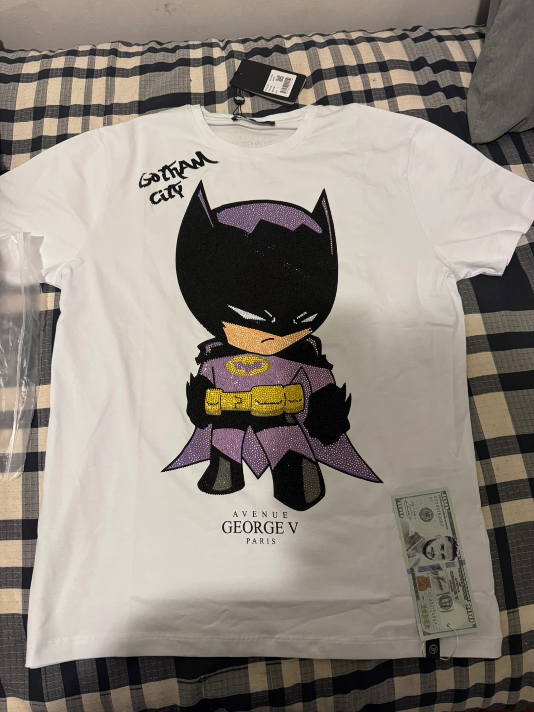 Avenue George V Batman Rhinestone T-Shirt