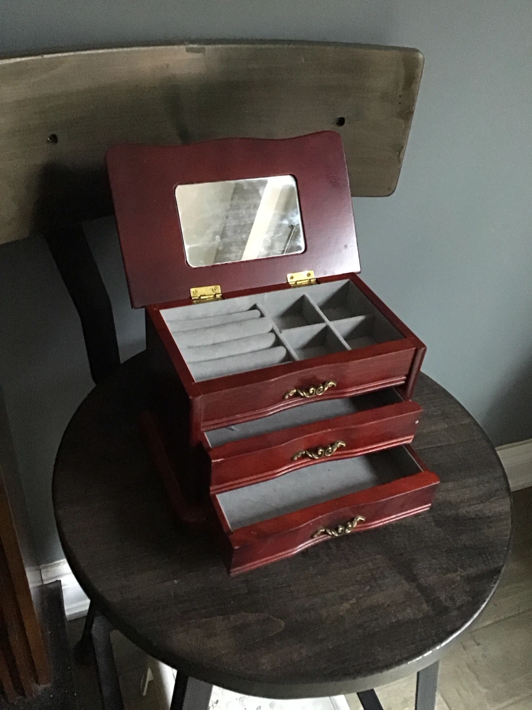 Wooden Jewelry Box with Mirror