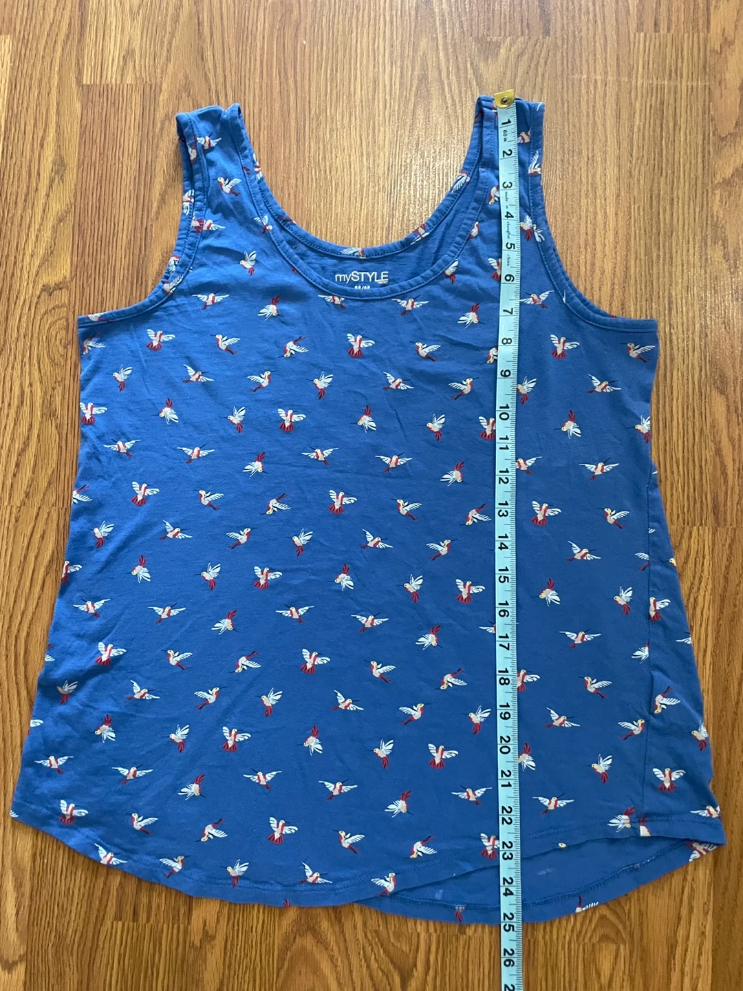 MyStyle women’s medium tank top, bird print, cotton, blue - photo 4