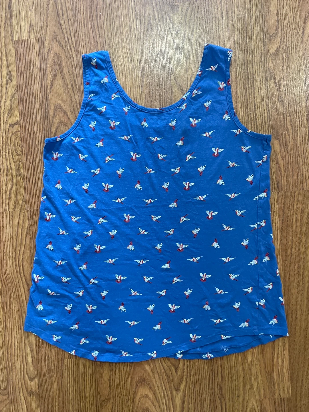 MyStyle women’s medium tank top, bird print, cotton, blue - photo 5
