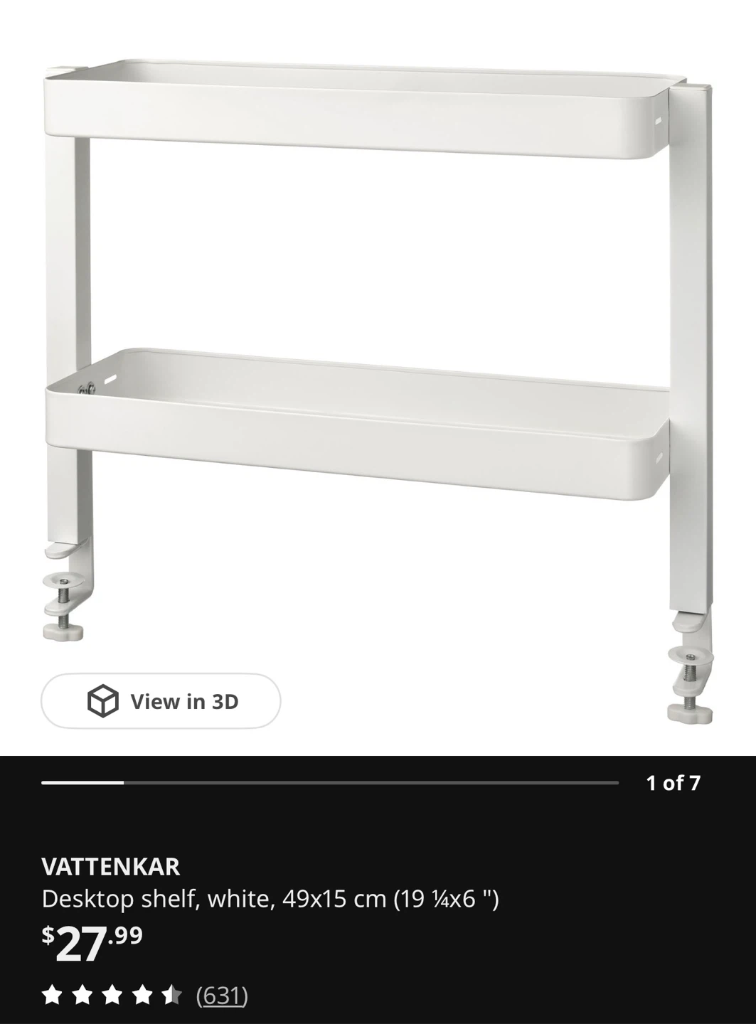 IKEA VATTENKAR Desktop Shelf, White