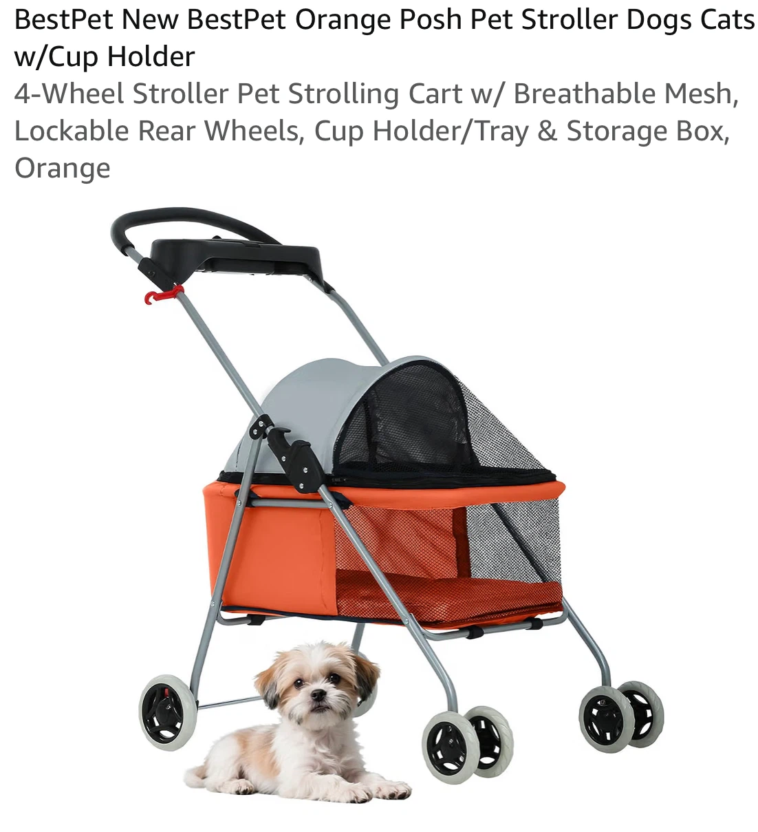 BestPet Orange Pet Stroller