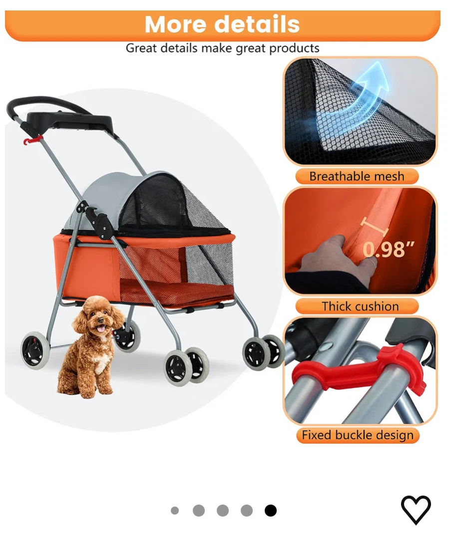 BestPet Orange Pet Stroller - photo 2