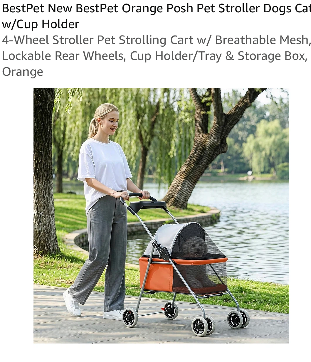 BestPet Orange Pet Stroller - photo 4