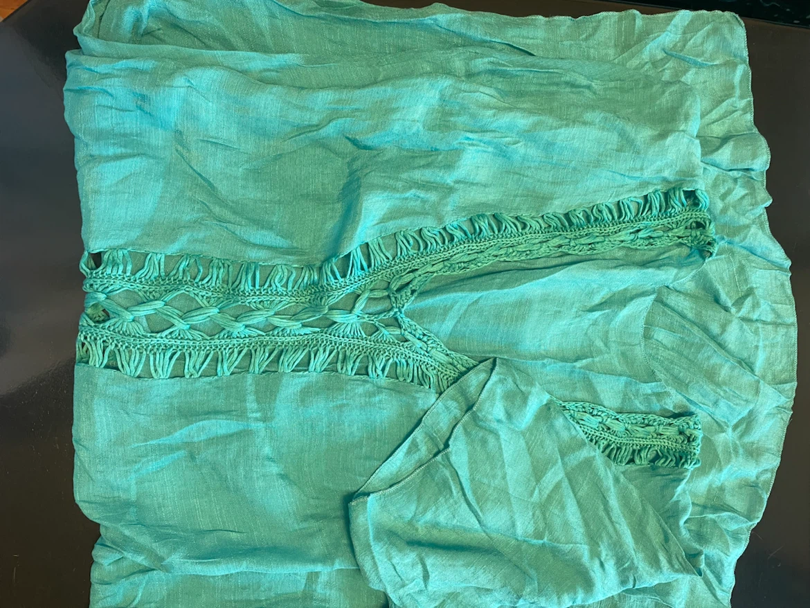 Teal Crochet Trim Cover-up