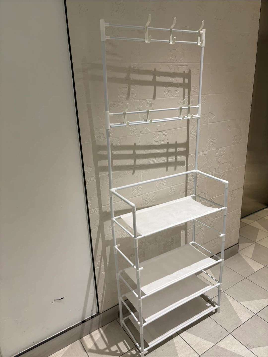 White metal coat rack and shoe organizer - photo 2