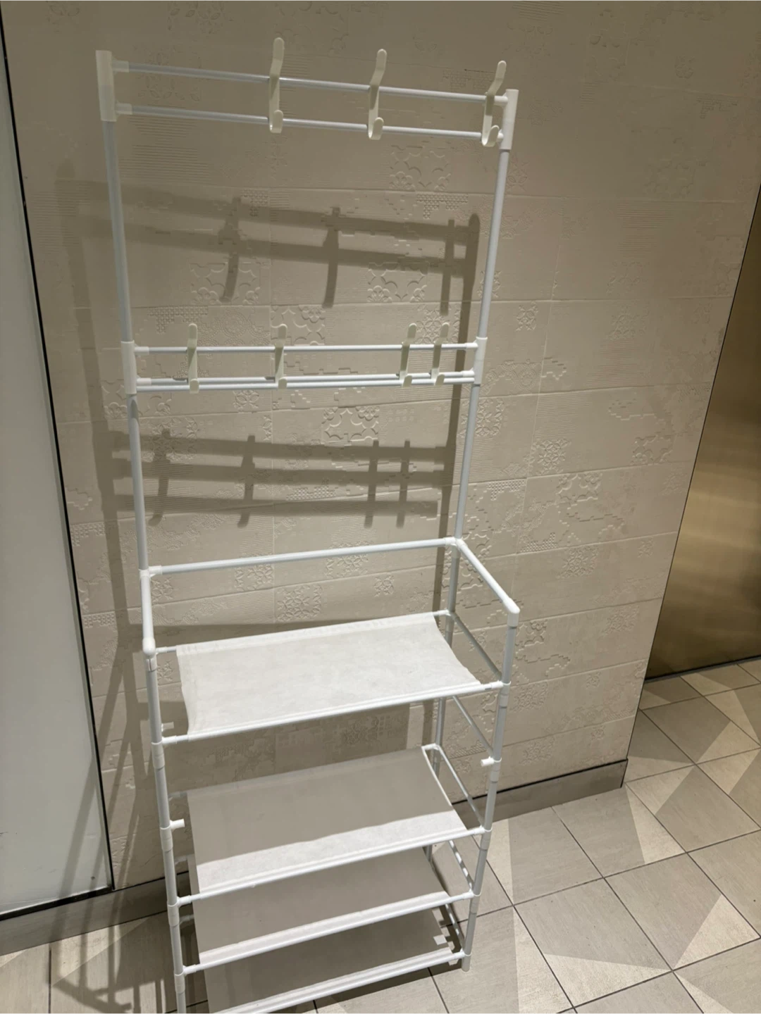 White metal coat rack and shoe organizer - photo 4