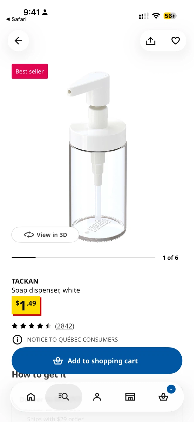 IKEA TACKAN Soap Dispenser, White