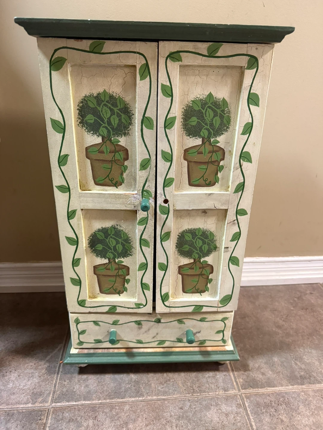Wooden doll wardrobe with drawer 🏈