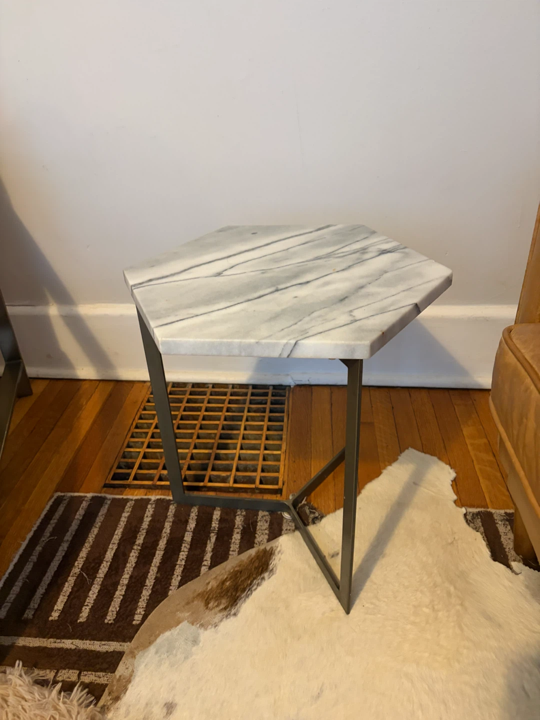 West Elm Hexagonal Marble Top Side Table