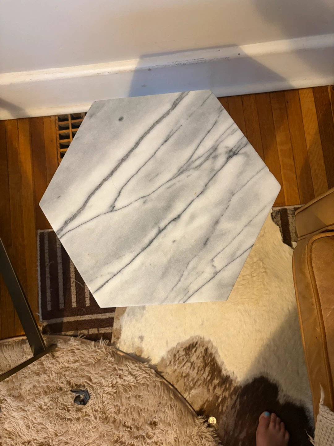 West Elm Hexagonal Marble Top Side Table - photo 2