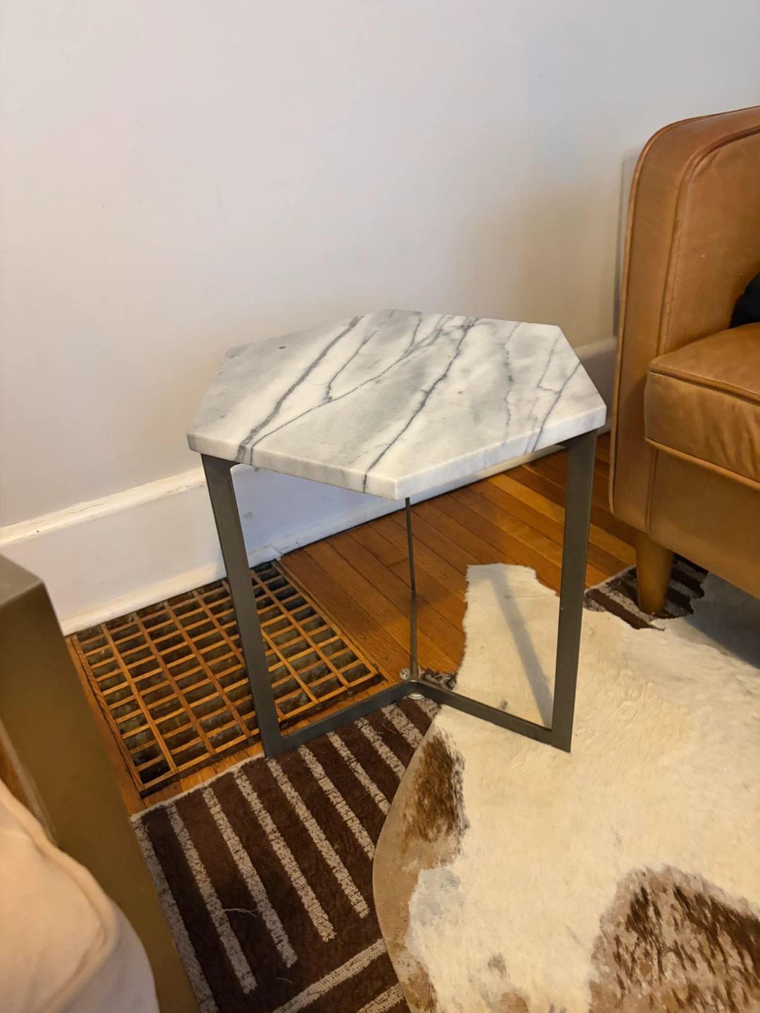 West Elm Hexagonal Marble Top Side Table - photo 3