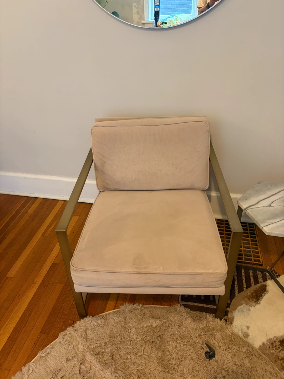 West Elm Modern Accent Chair with Gold Metal Frame