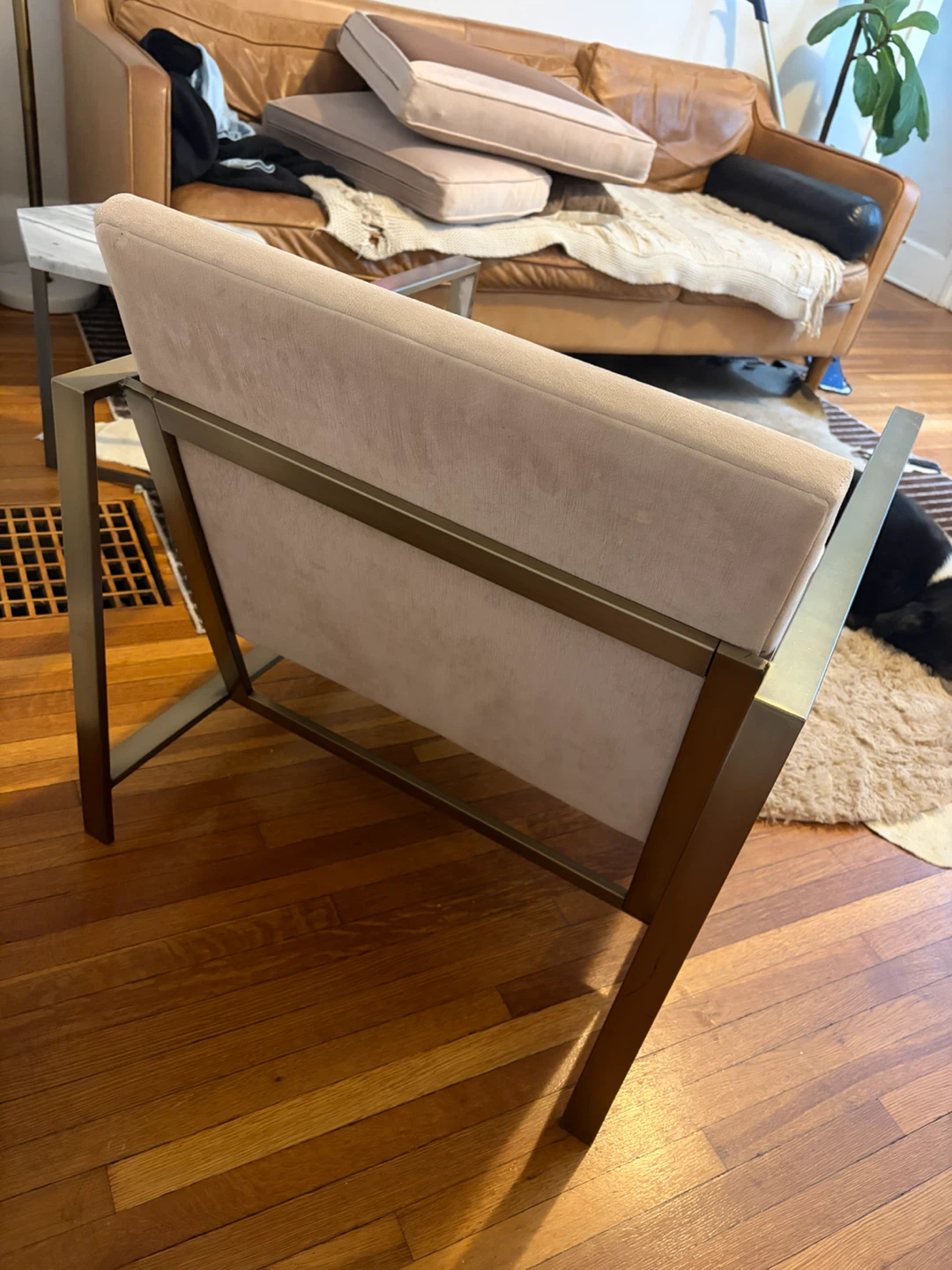 West Elm Modern Accent Chair with Gold Metal Frame - photo 3