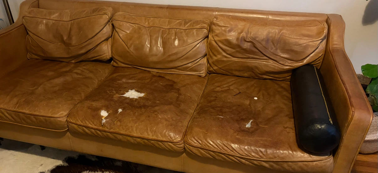 West Elm Tan leather sofa - photo 2