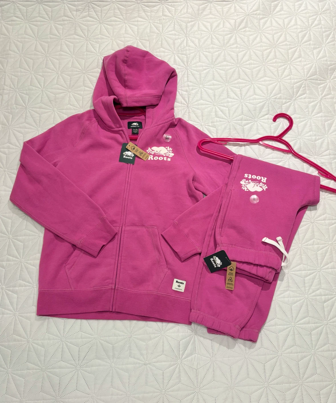 New! Roots Kids Pink Hoodie and Jogger Set