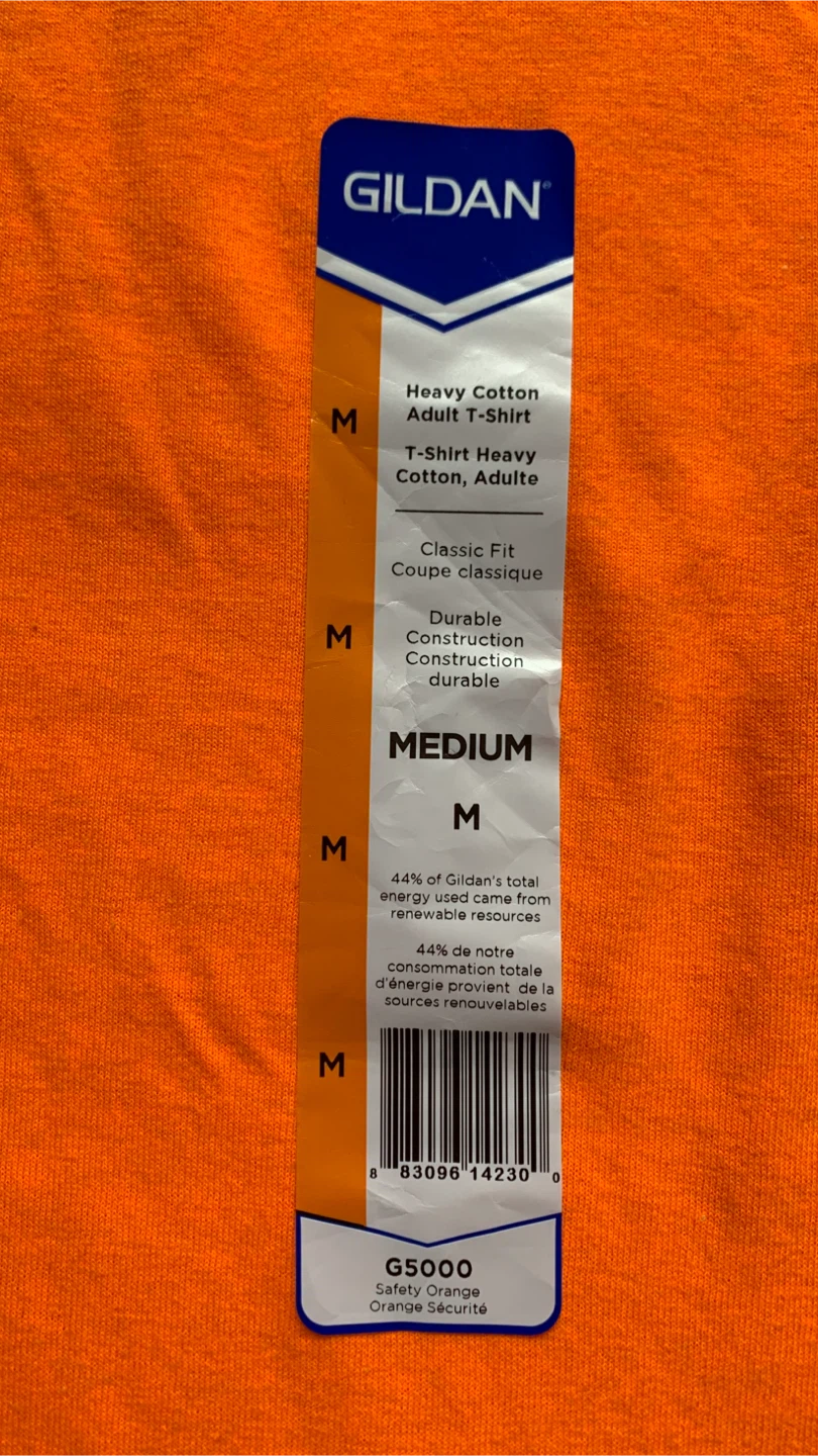 Gildan Heavy Cotton T-Shirt - Safety Orange ~ Size Medium 🏈 - photo 3