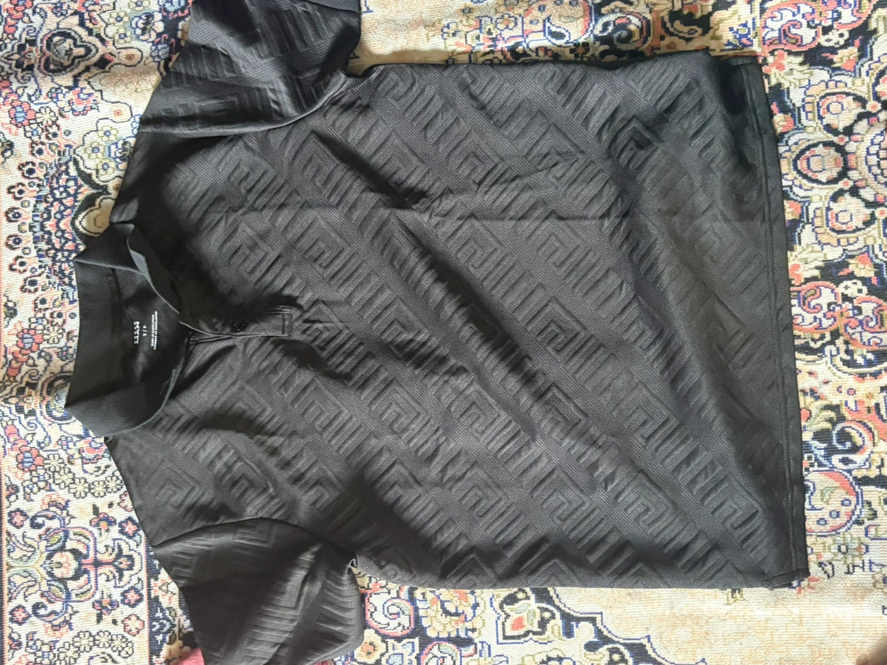 KAAN Black Patterned Polo Shirt