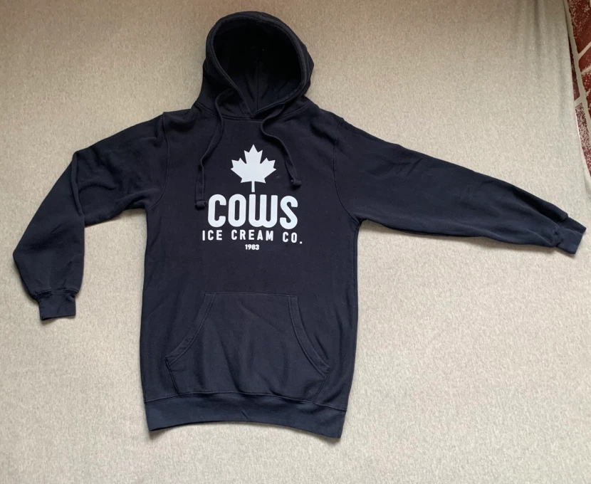 Cows Ice Cream Co. 1983 Long Black Hoodie - Ladies Size Small 🏈