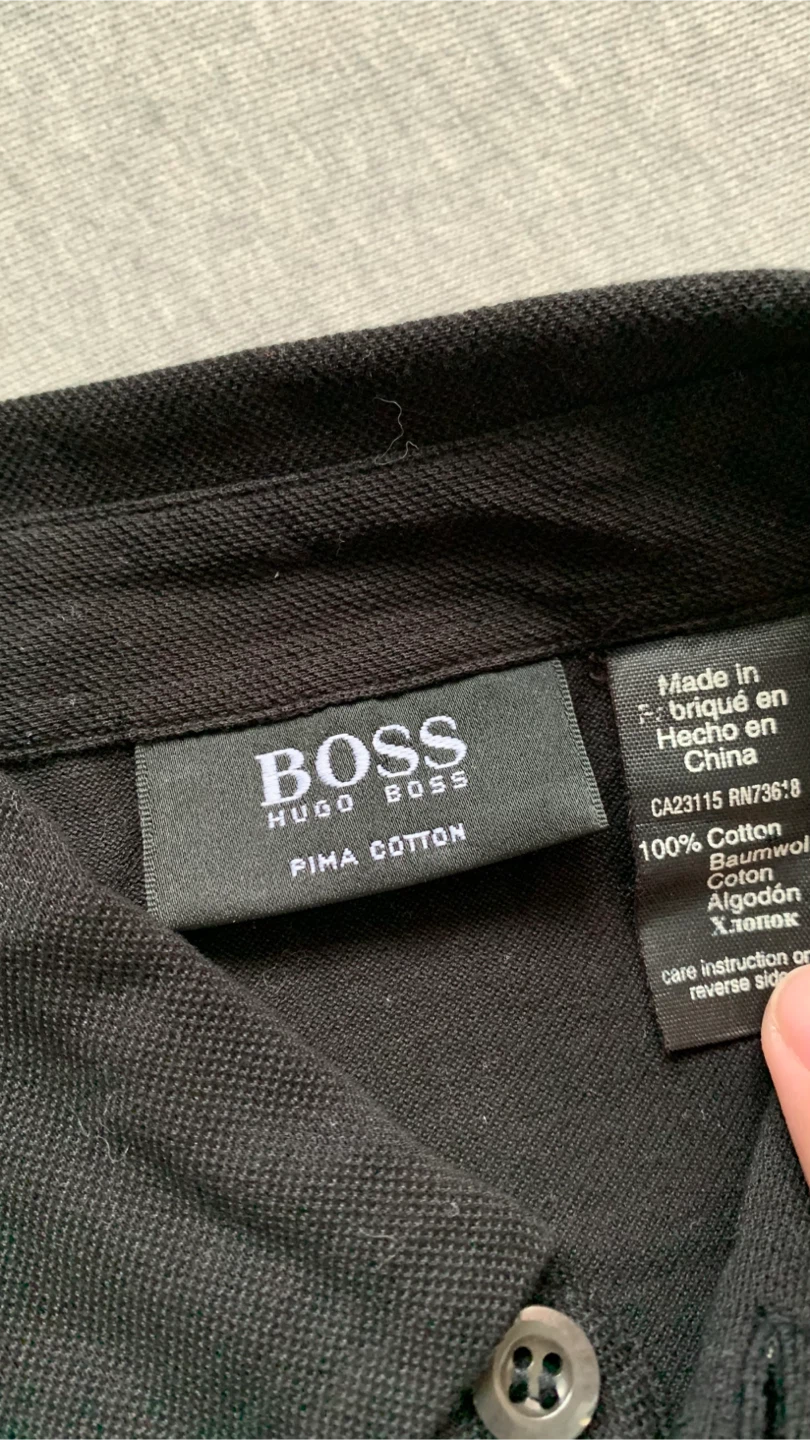 HUGO BOSS Black Pima Cotton Polo Shirt - Size Small 🏈 - photo 4
