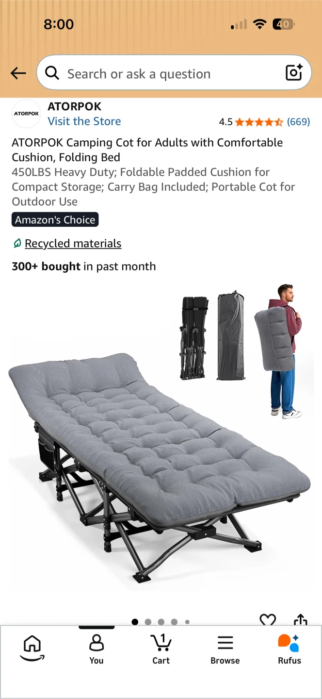 CAMPING COT FOR ADULTS