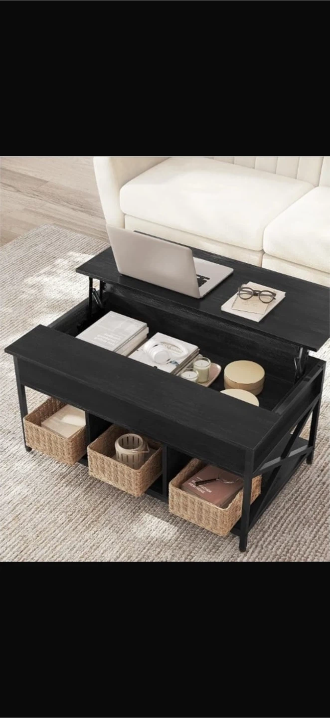 VASAGLE Lift-Top Coffee Table - Black - photo 4