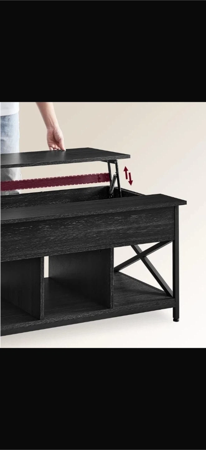 VASAGLE Lift-Top Coffee Table - Black - photo 5