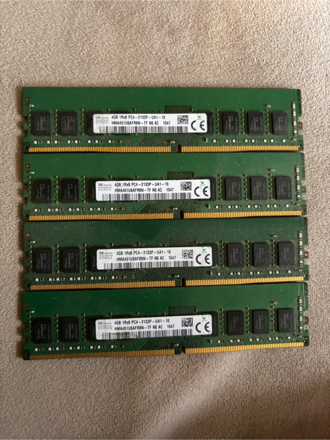 4 x SK Hynix 4GB DDR4 RAM Sticks