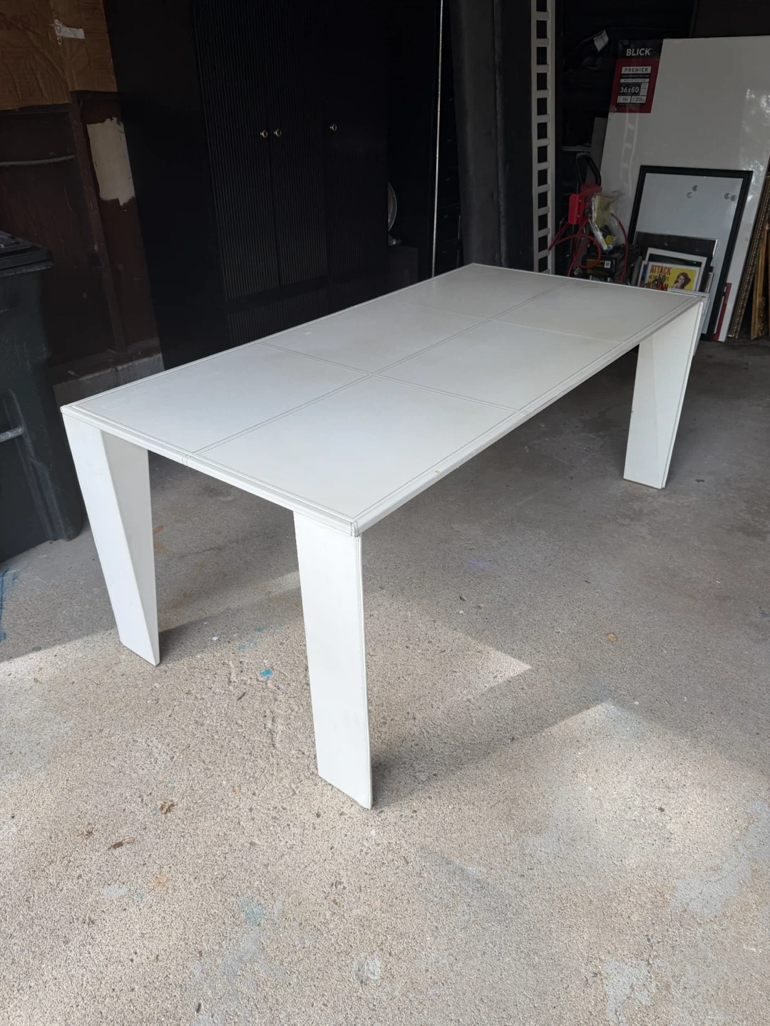 White leather table/ large desk - photo 3