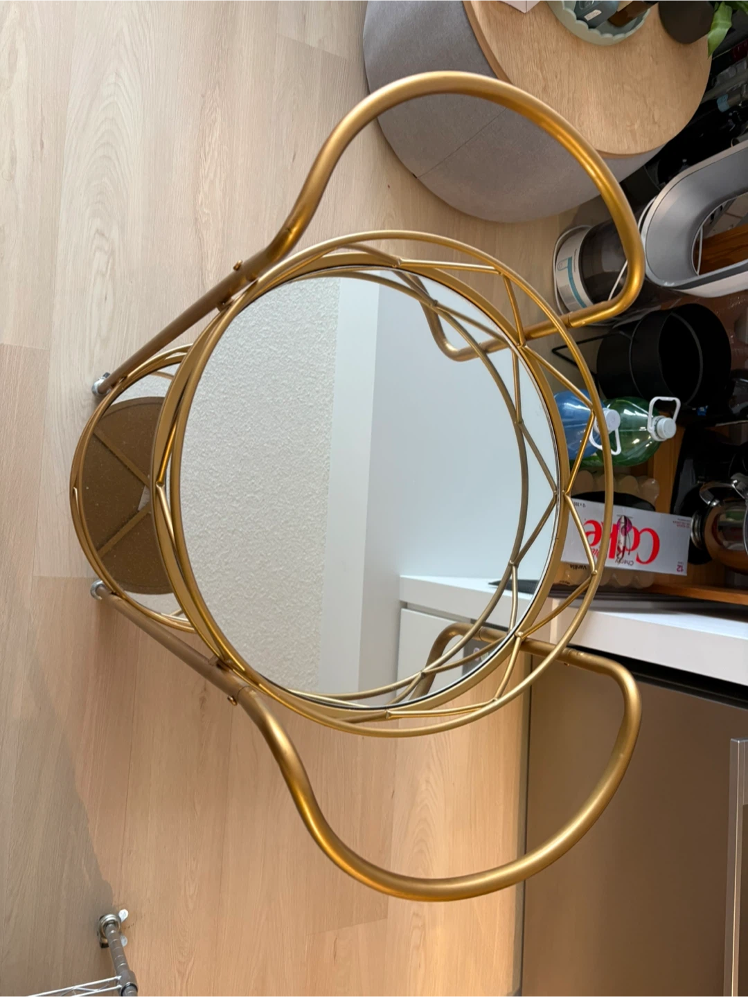 Gold Bar Cart with Mirrored Shelves - photo 2