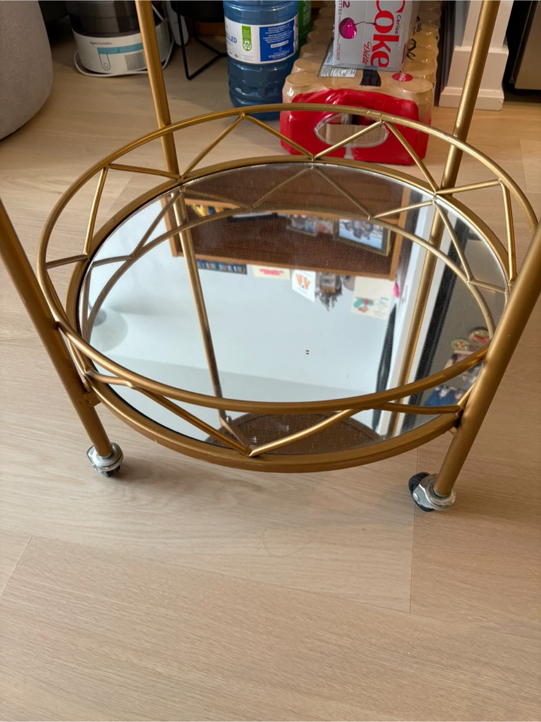 Gold Bar Cart with Mirrored Shelves - photo 3